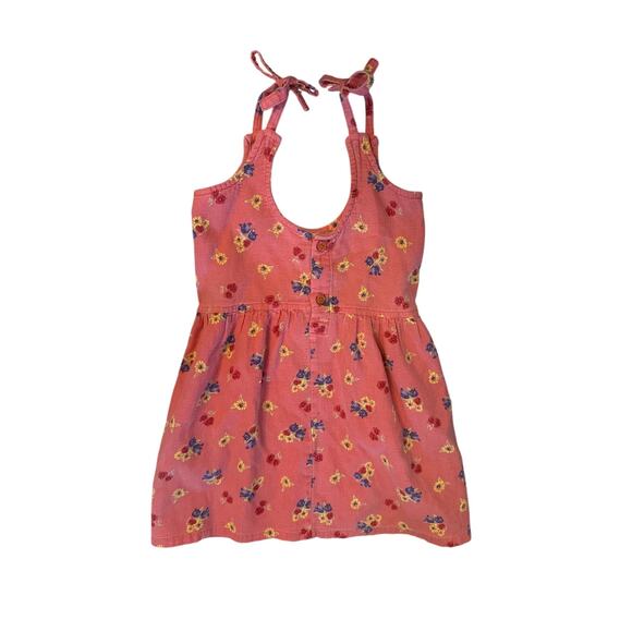 Vintage 1990s Y2K Girls 4T Cherokee Pink Floral Printed Button Maxi Dress Tie - Picture 4 of 6